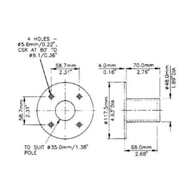 Main product image for Penn-Elcom M1538 1-3/8" Speaker Mounting Top Hat 245-016